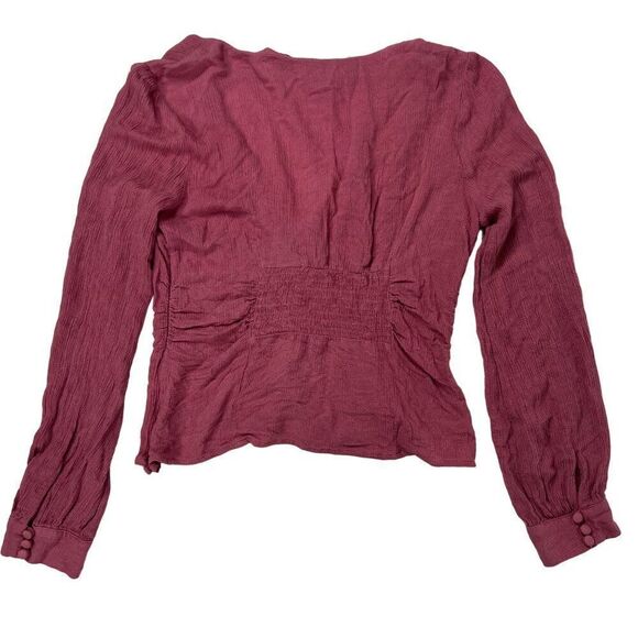 Vintage Free People Mauve Boho Hippie Long Sleeve Prairie Button Up Blouse / S - Picture 4 of 7